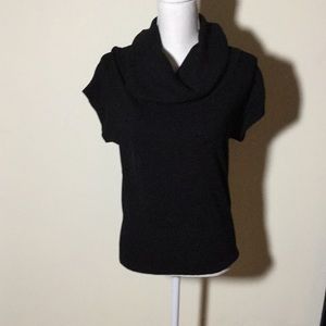 Evie Short Sleeved Black Cowl Neck Sweater